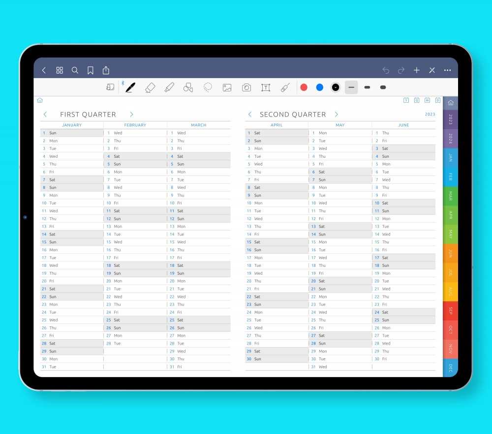 calendar goodnotes template free