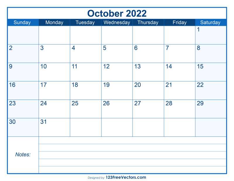 free printable october calendar template