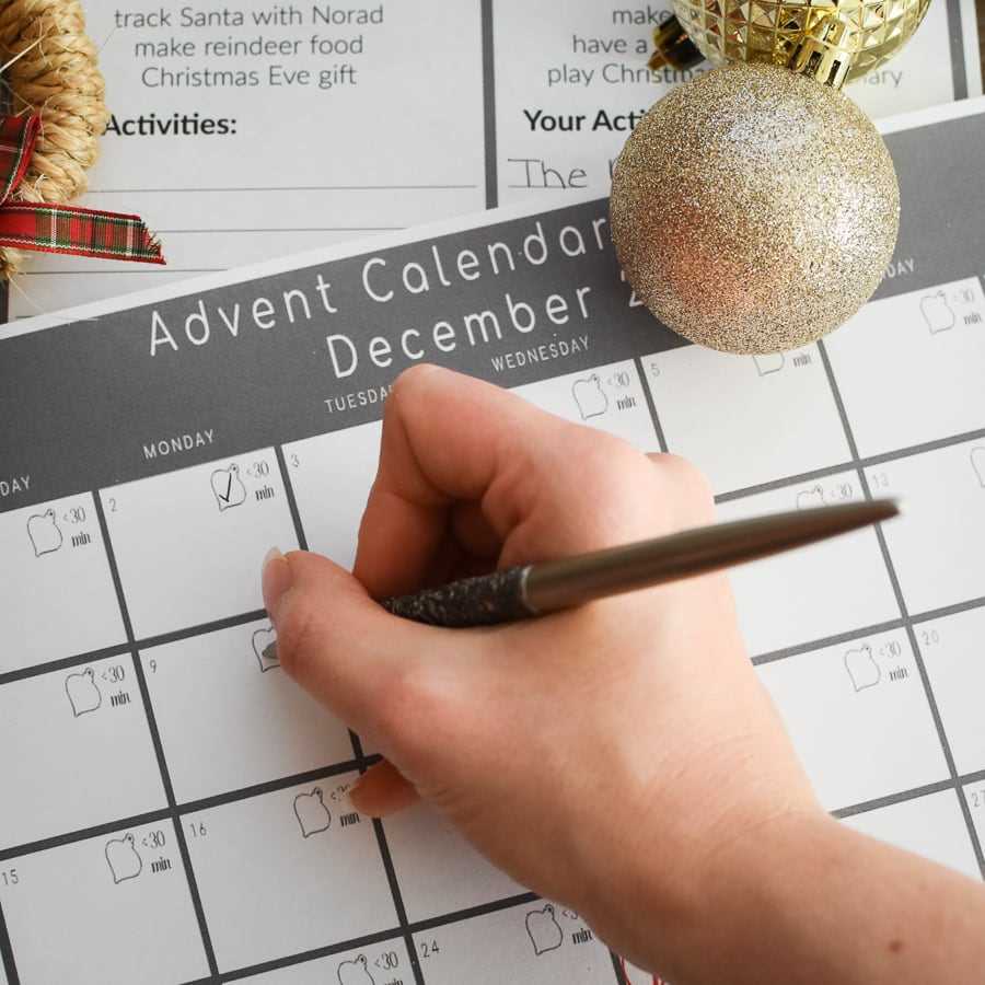 christmas activity calendar template