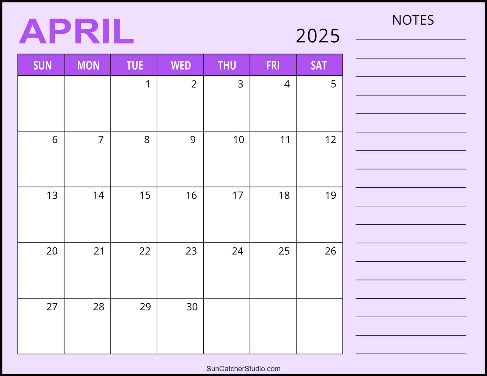 blank april 2025 calendar template