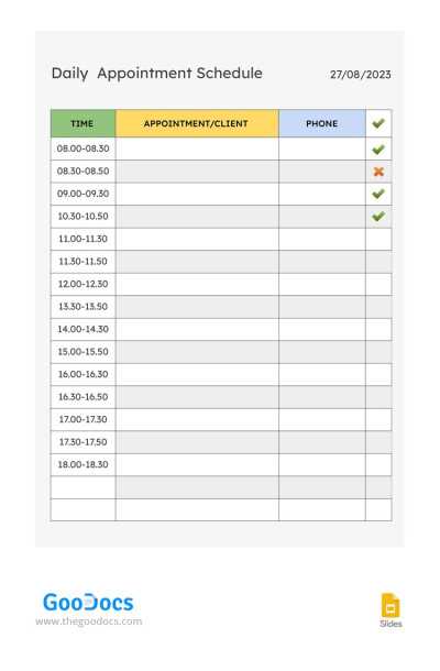 free appointment calendar template