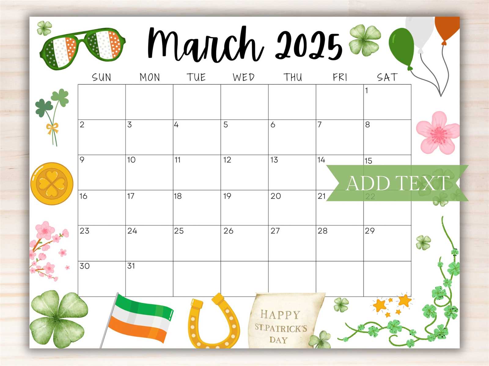 blank calendar template for march 2025