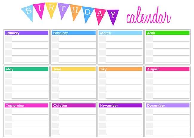 birthday calendar template