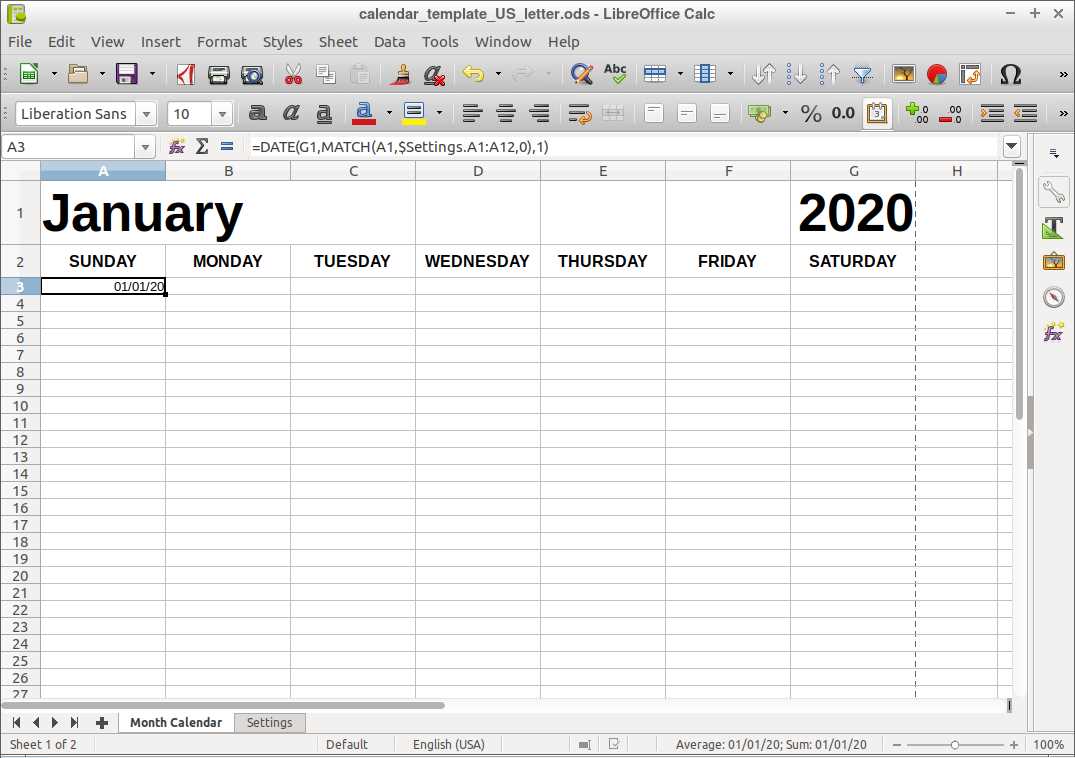 open office yearly calendar template