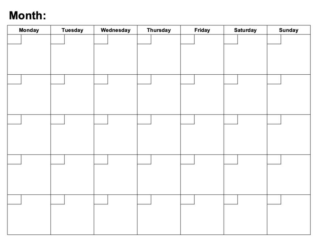 printable monday friday calendar template