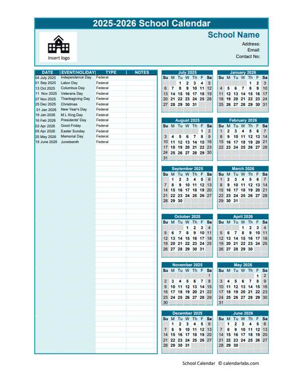 academic calendar 2025 19 template