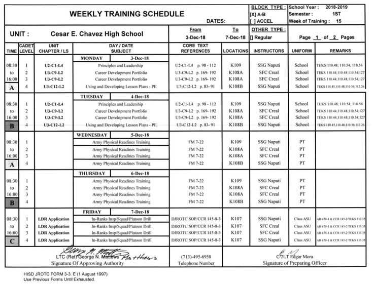 army yearly training calendar template