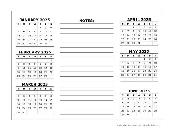 calendar templates 2025 free