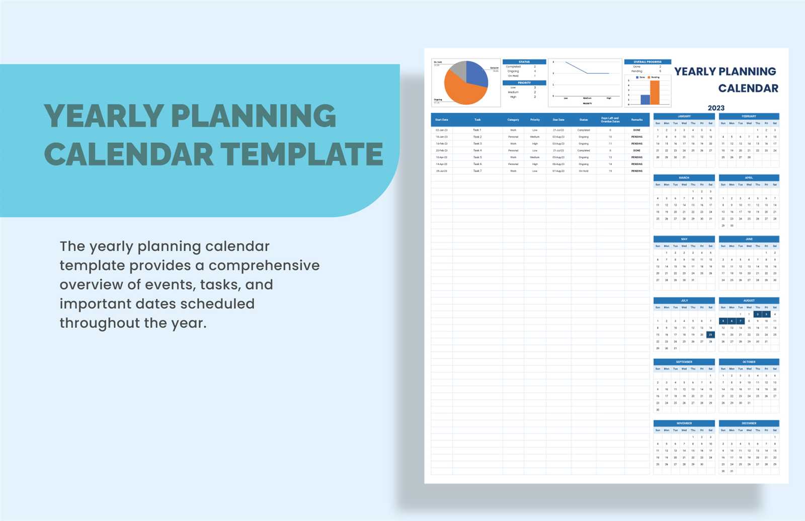 yearly event calendar template