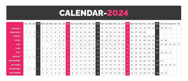 yearly linear calendar template