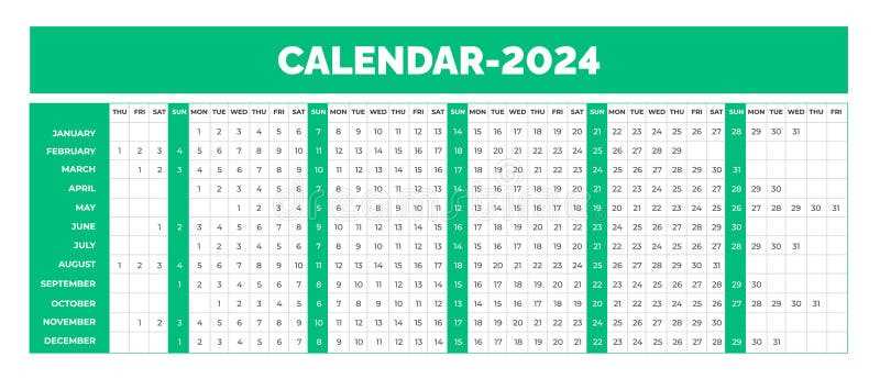 yearly linear calendar template