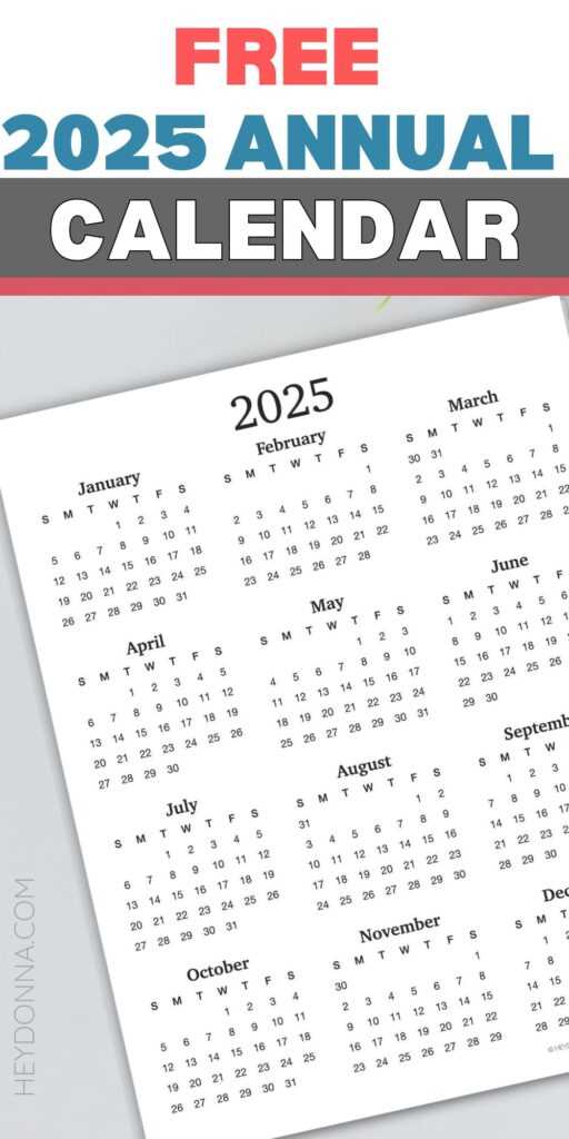 yearly photo calendar template 2025