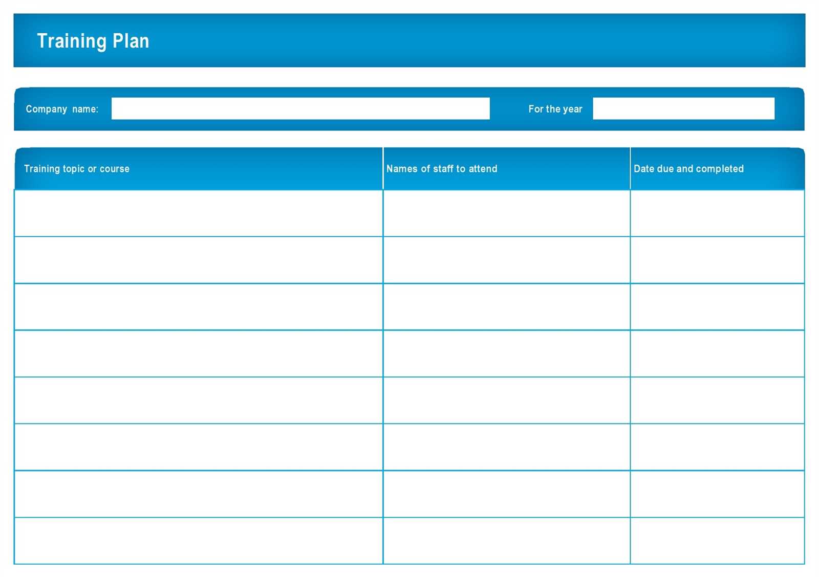 yearly training calendar template