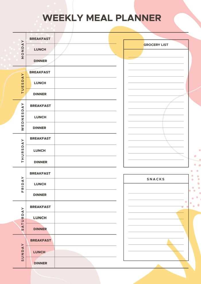 monthly dinner calendar template