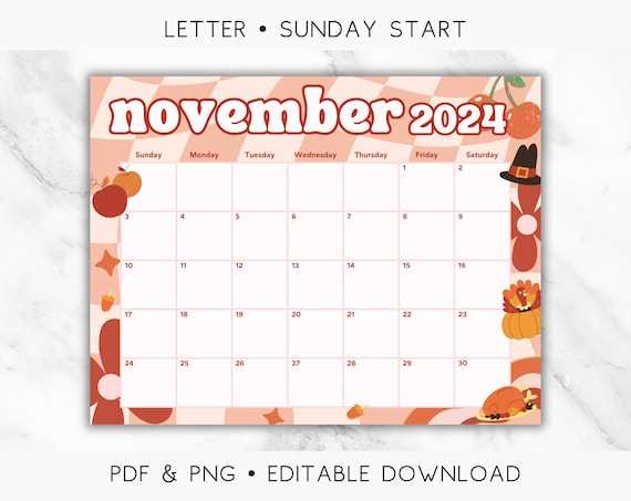 november calendar template