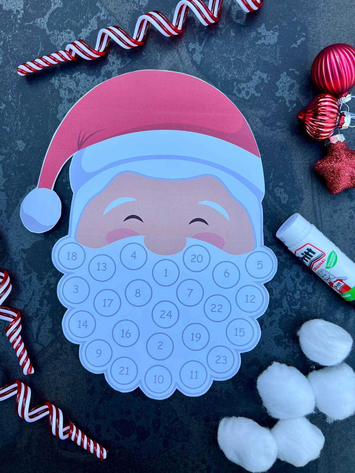 santa beard advent calendar template