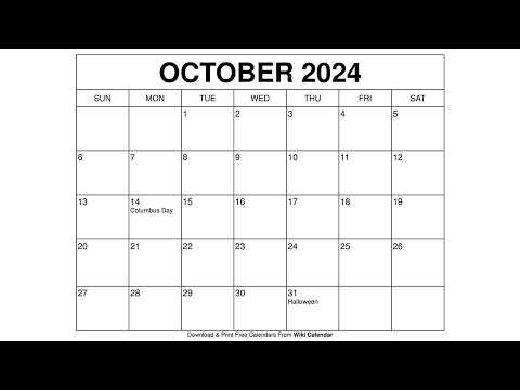 free october calendar template