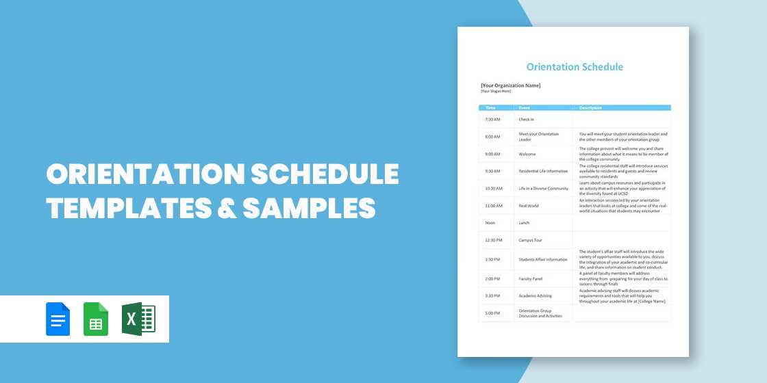 orientation calendar template