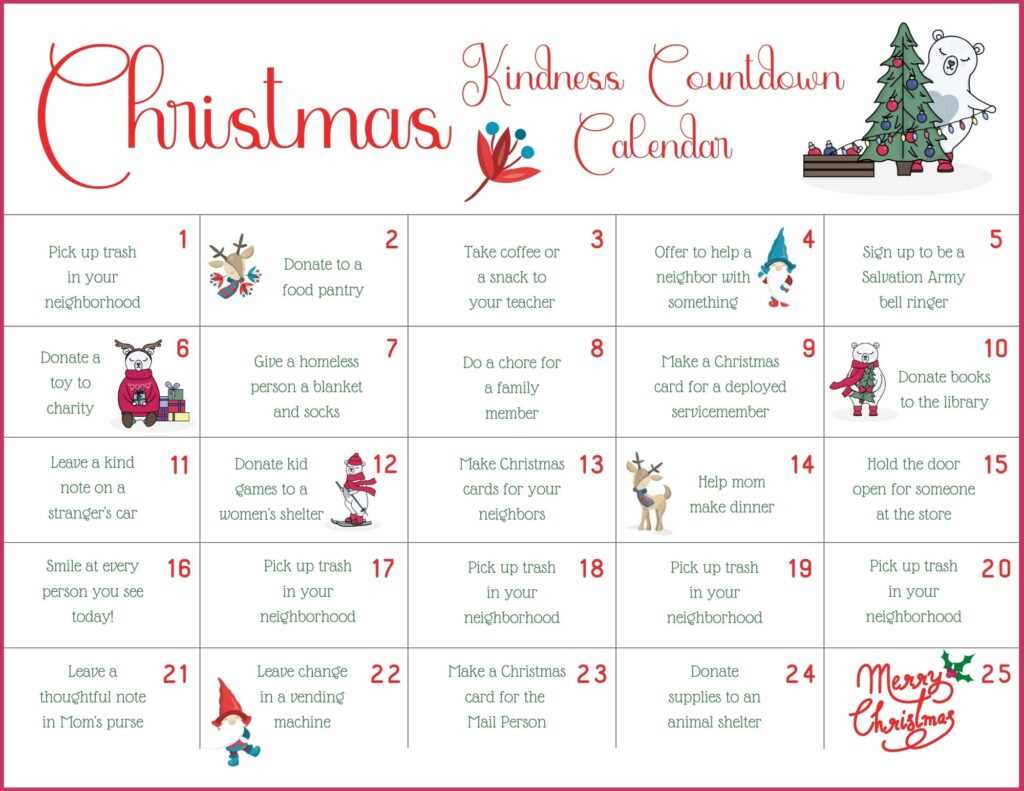 kindness advent calendar template