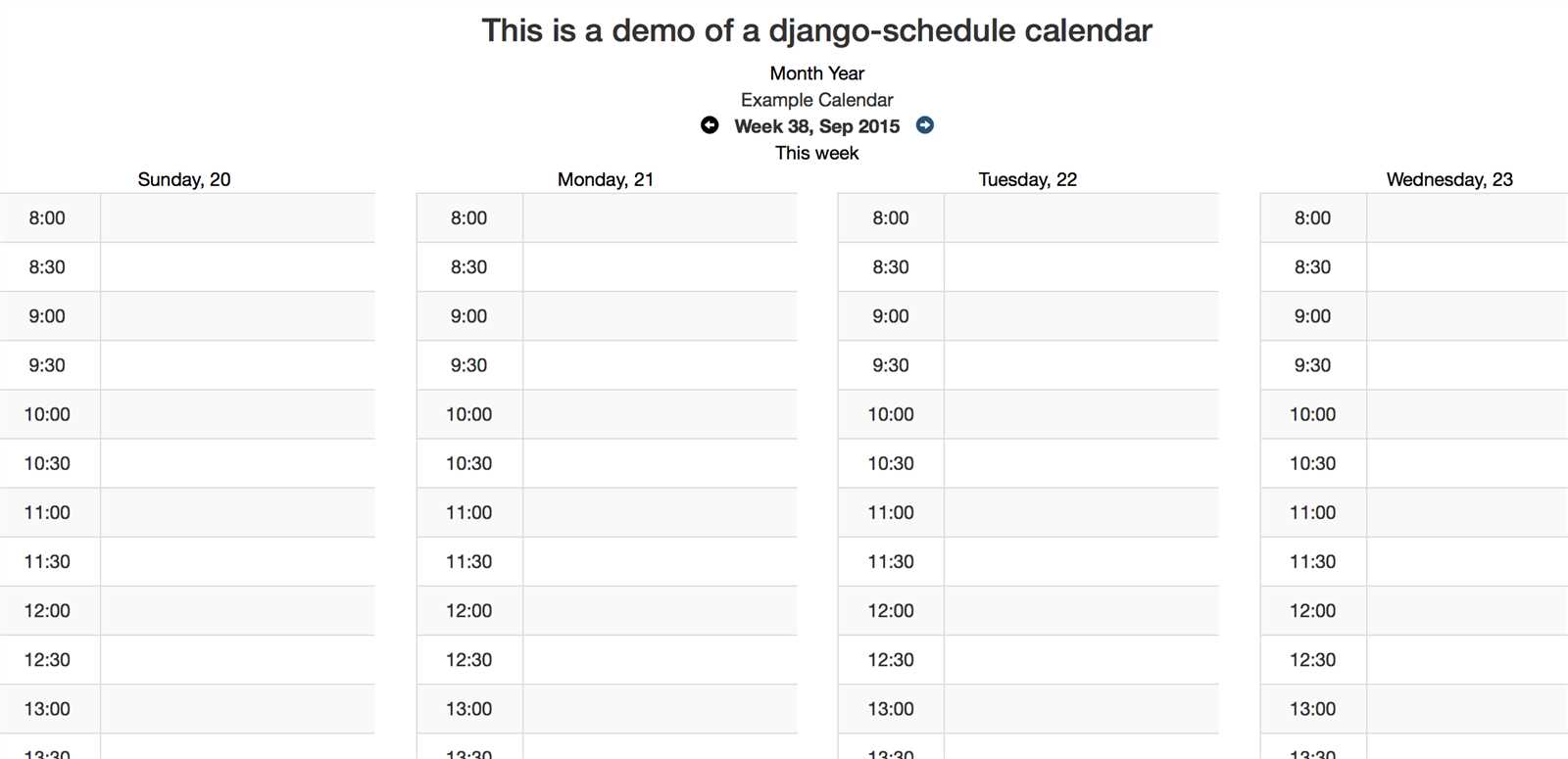 django calendar template