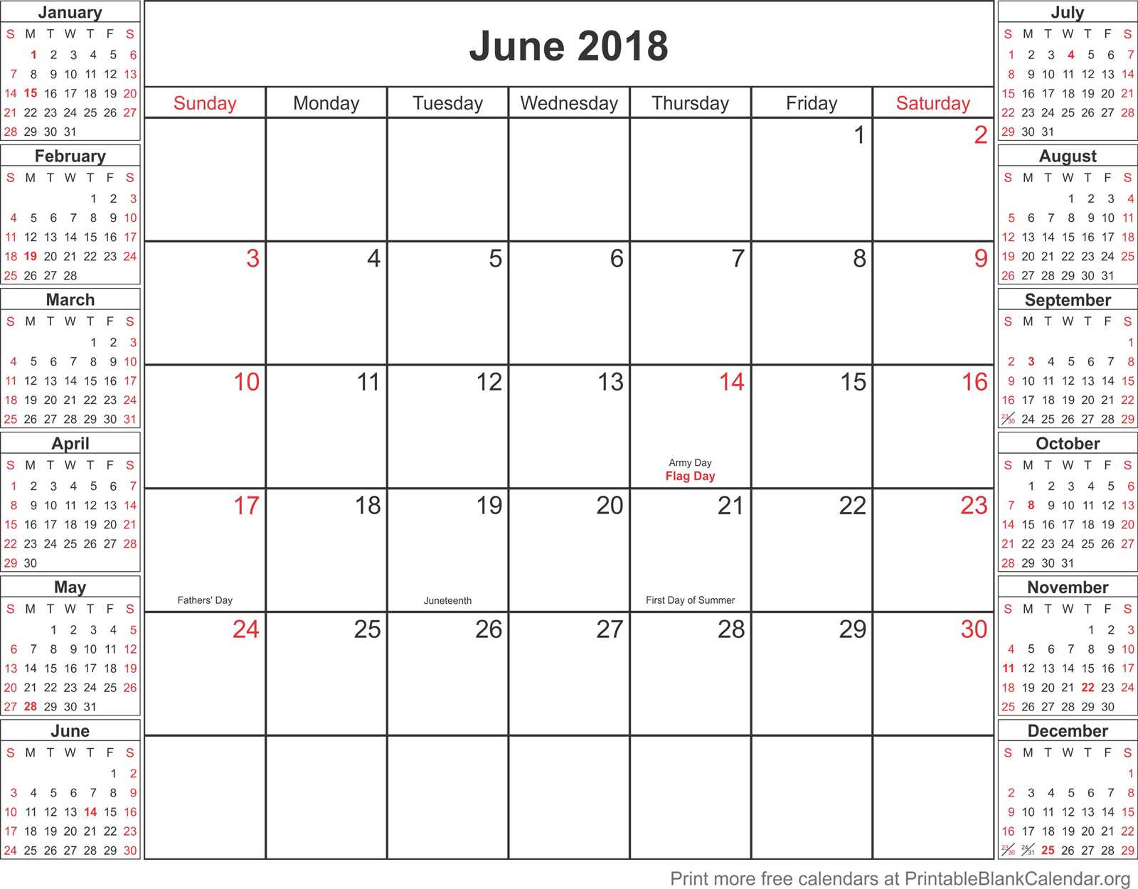 june blank calendar template