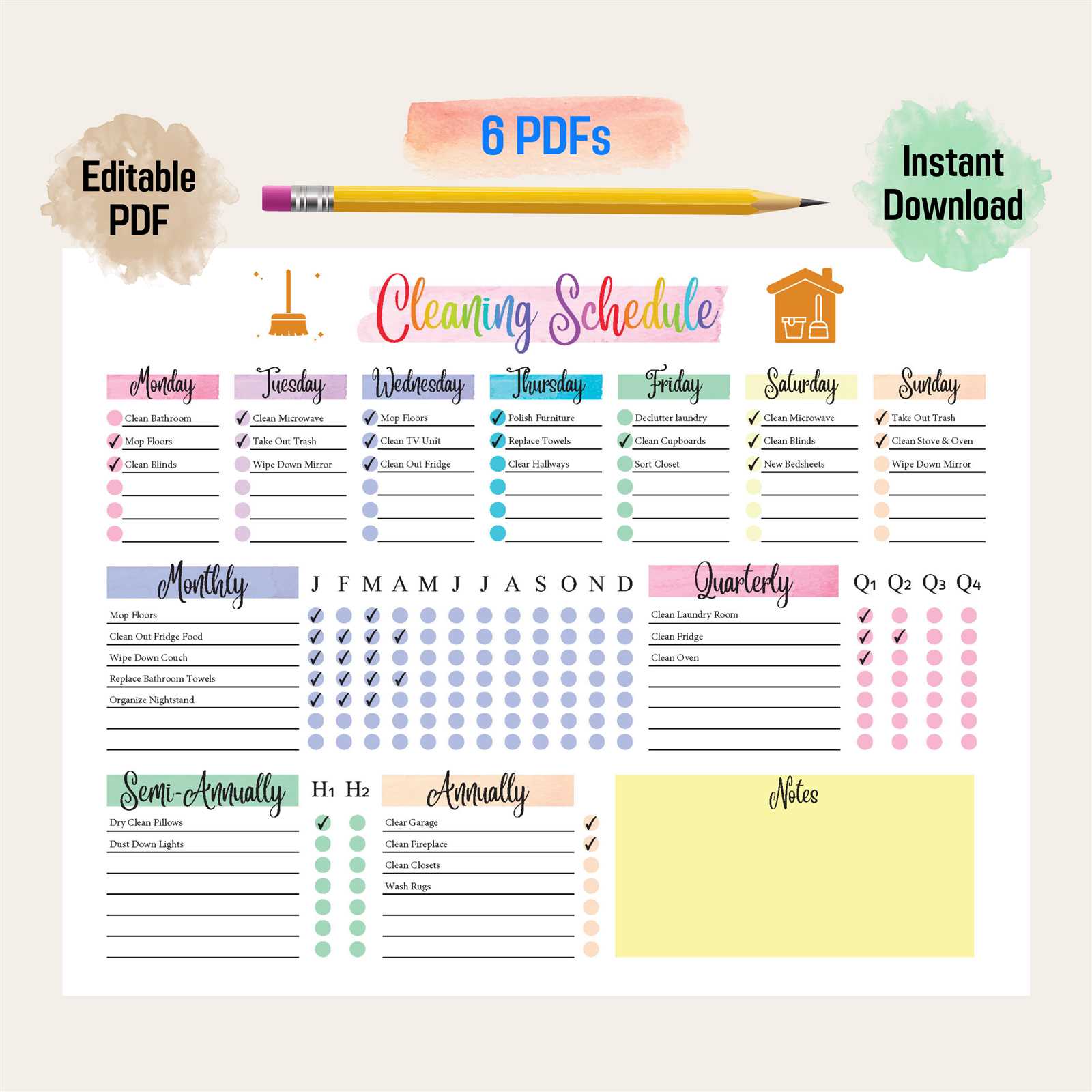 cleaning schedule calendar template