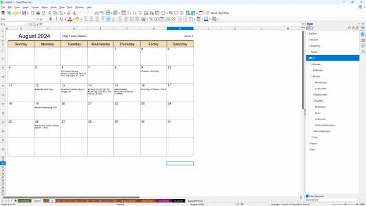 libre calendar template