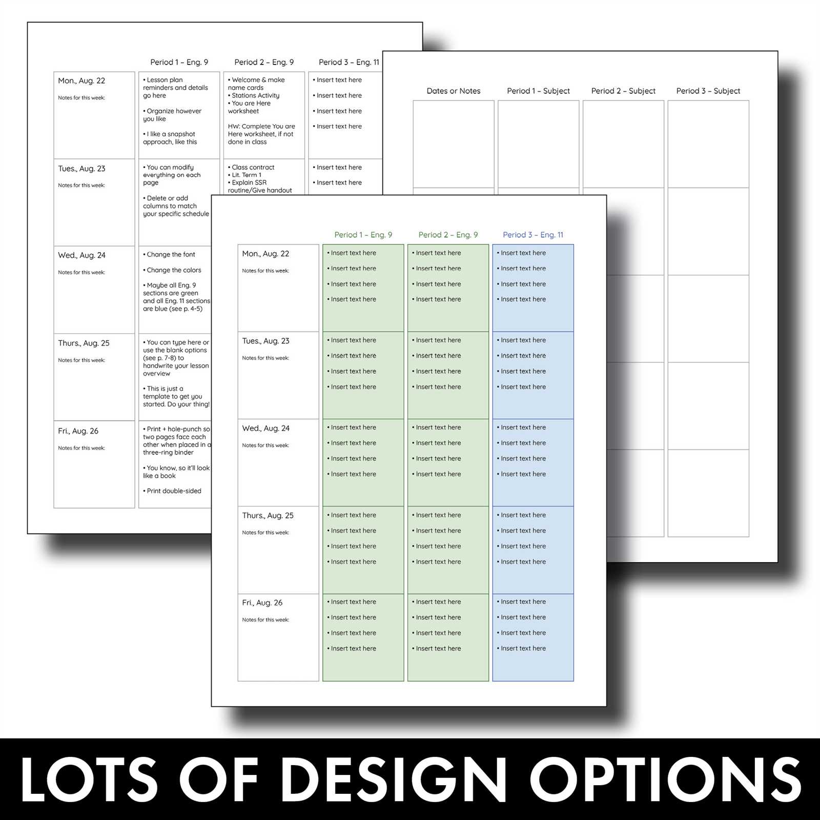 teacher weekly calendar template