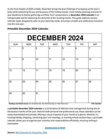 blank december calendar template