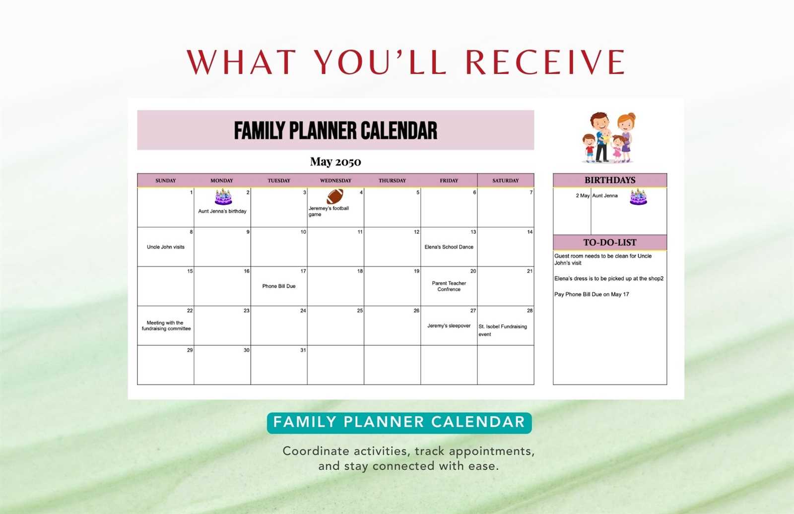 monthly family calendar template