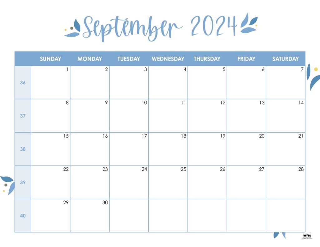 september calendar template editable