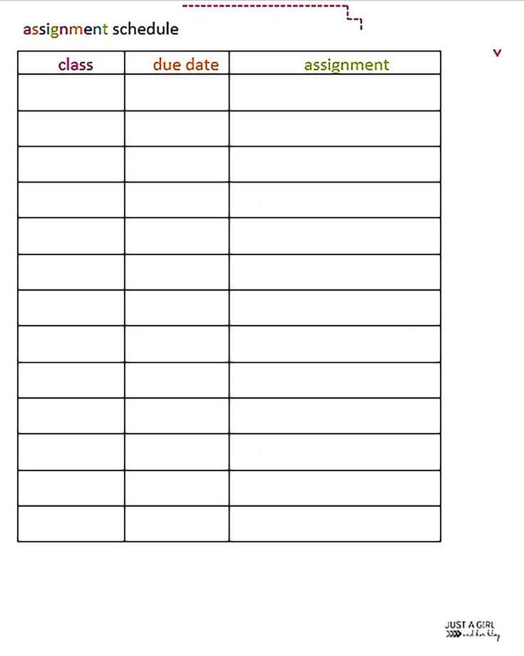 calendar assignment template