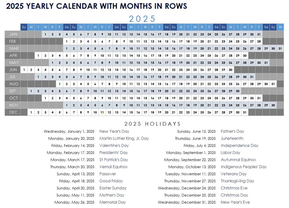 yearly calendar templates 2025