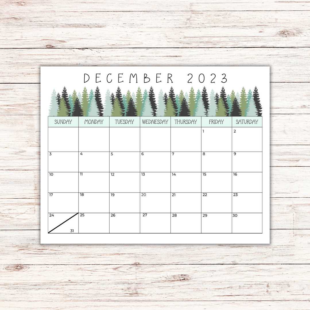 cute december calendar template