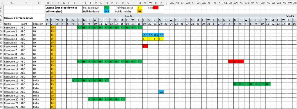 employee vacation calendar template