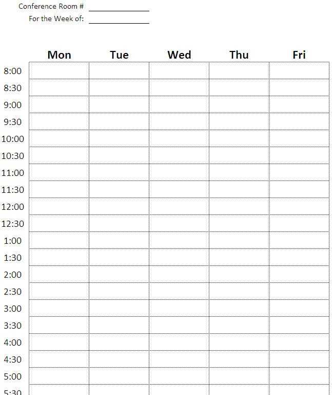 boardroom booking calendar template